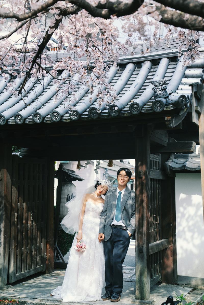 京都の桜と花嫁の前撮りポートレート