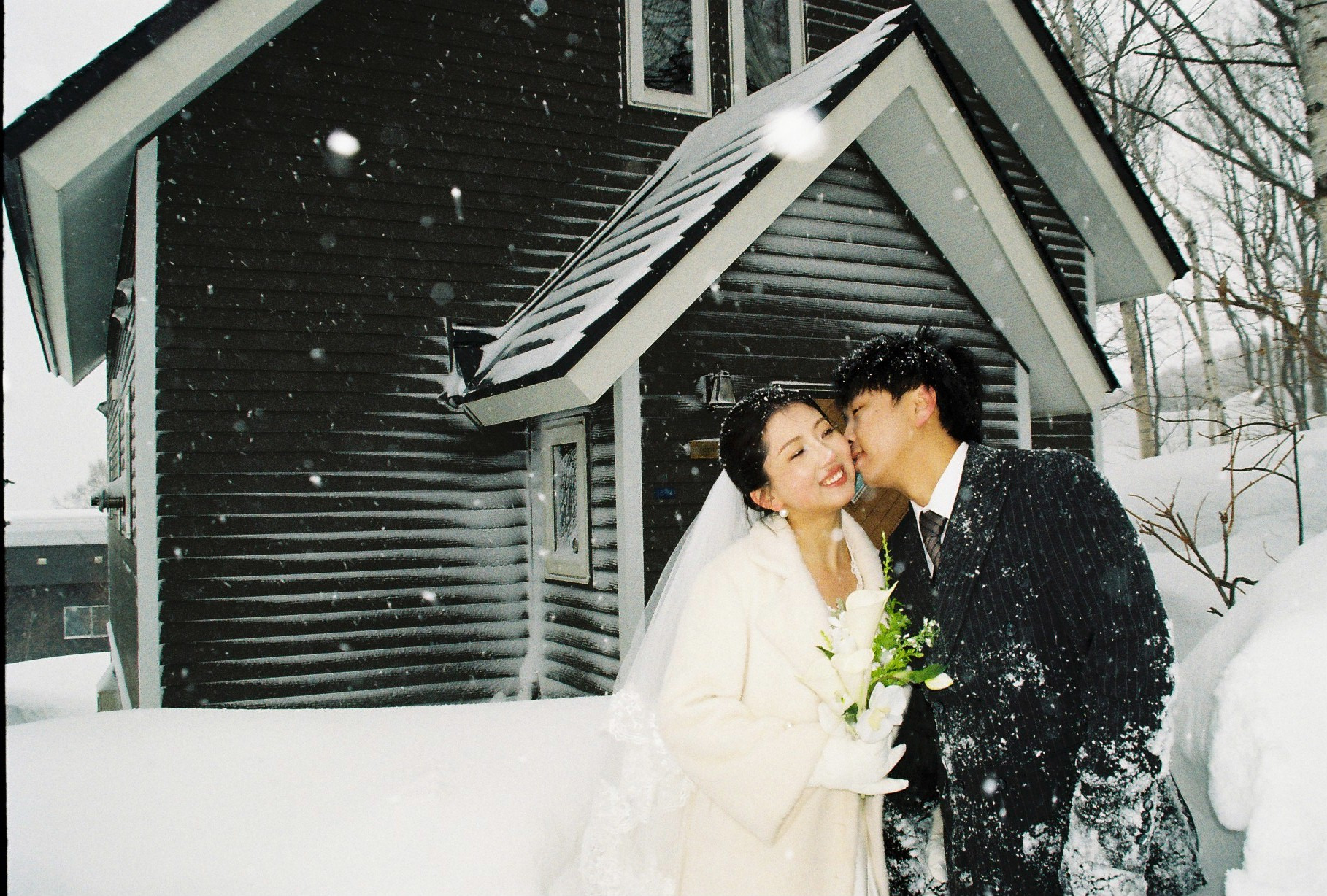 北海道小樽冬季雪景婚纱照